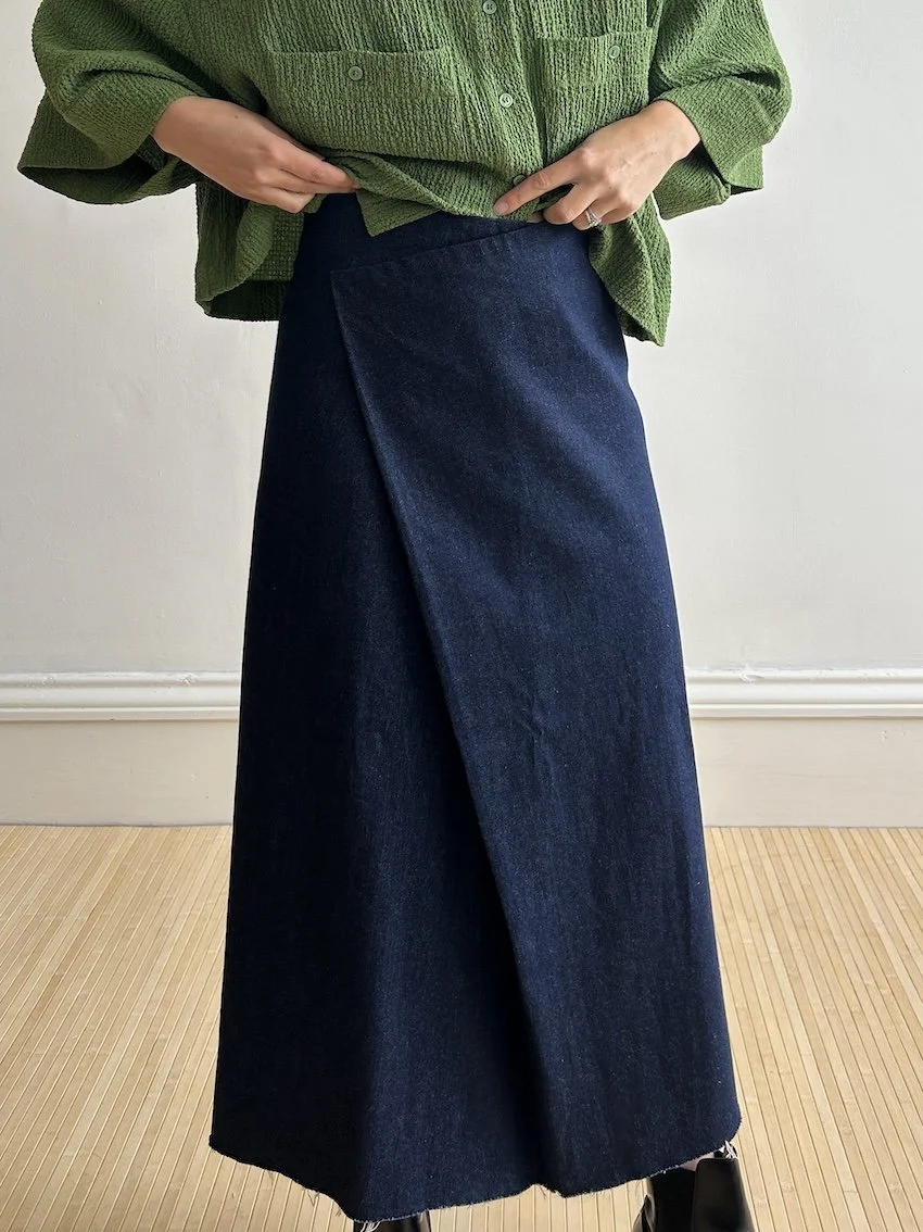 Charlie May Denim ‘Wrap’ Maxi Skirt Size 8