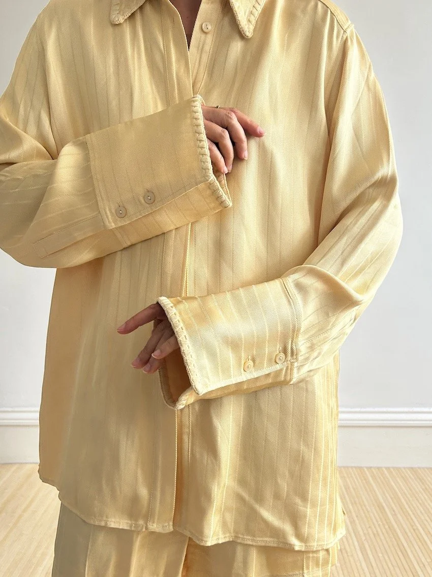 & Other Stories Butter Yellow Silky Shirt Size 16