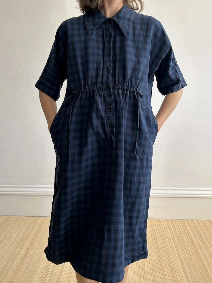 Toast Blue Gingham Midi Dress Size XS