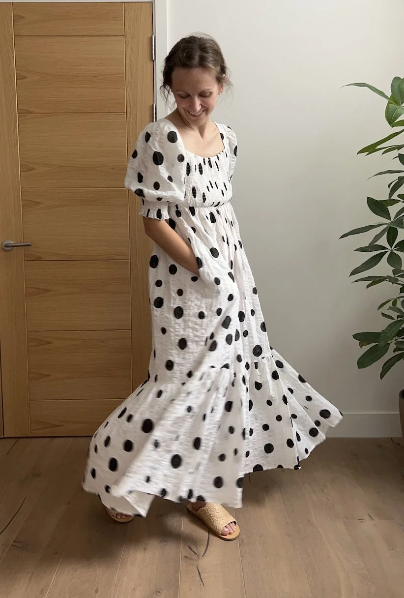 Spring Time In Brooklyn Tiered Polka Dot Dress Size M