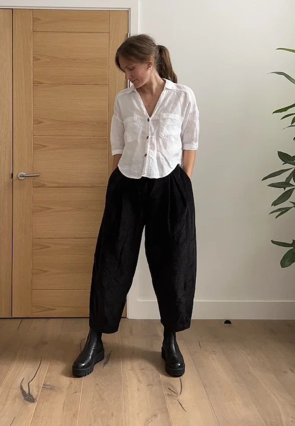 Toast Black Wide Tapered Corduroy Trousers Size 10