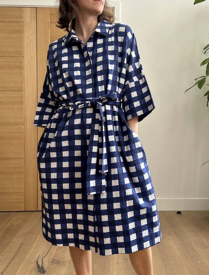 Cos Giant Blue Gingham Shirt Dress Size L