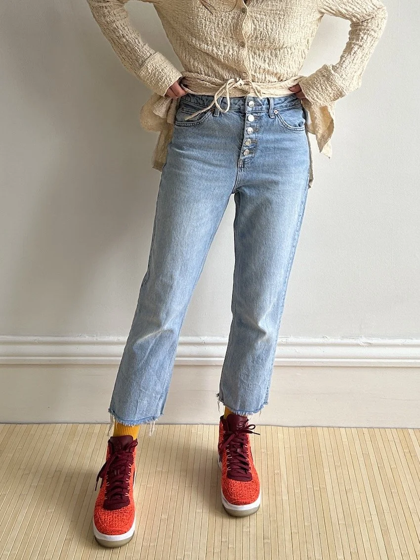 Topshop Light Wash Straight Cropped Jeans Size 12