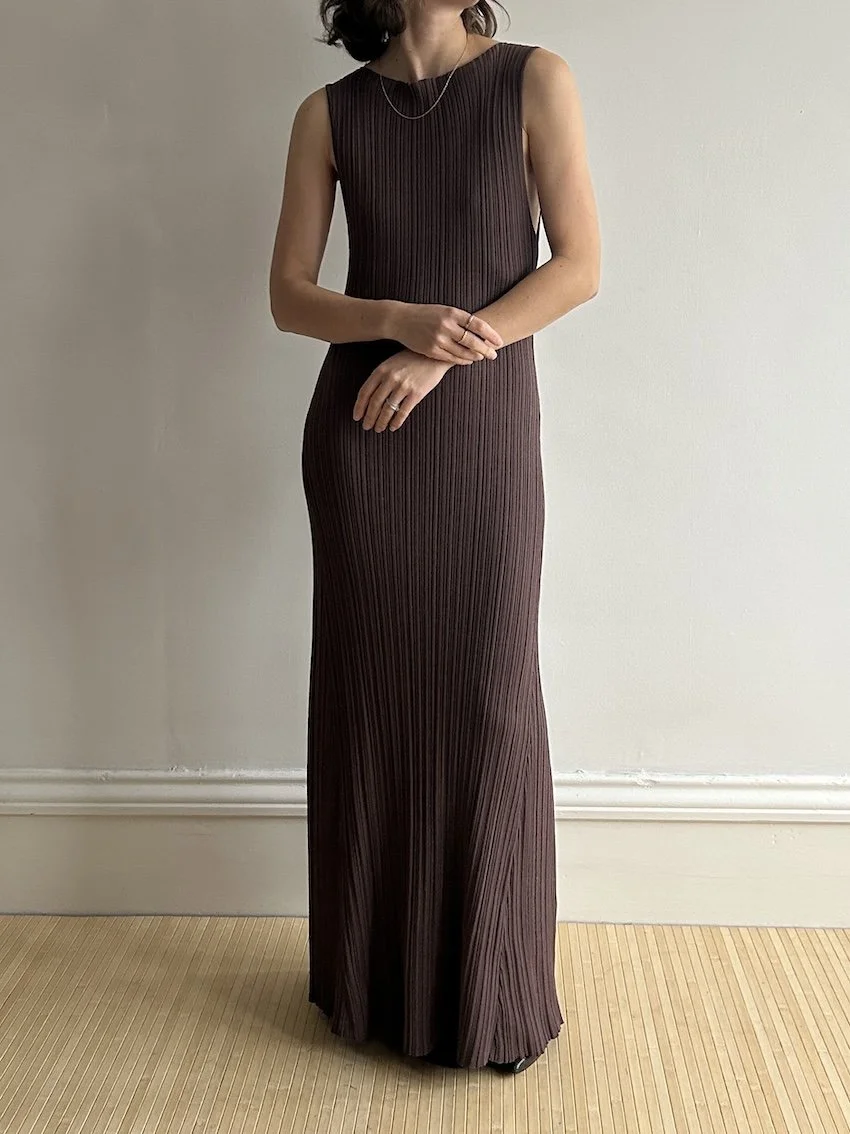 dissh brown maxi dress ROISIN BITTER CHOC COTTON STRAPLESS  DISSH