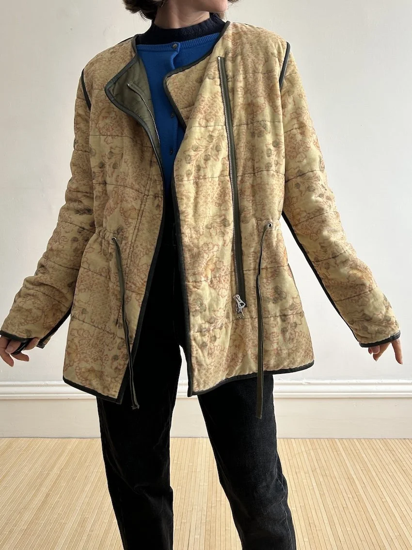 Isabel Marant Velvet Floral Jacket With Leather Trim Size 12