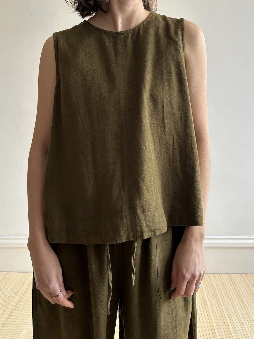 Nobody’s Child Khaki Linen Boxy Top Size 12
