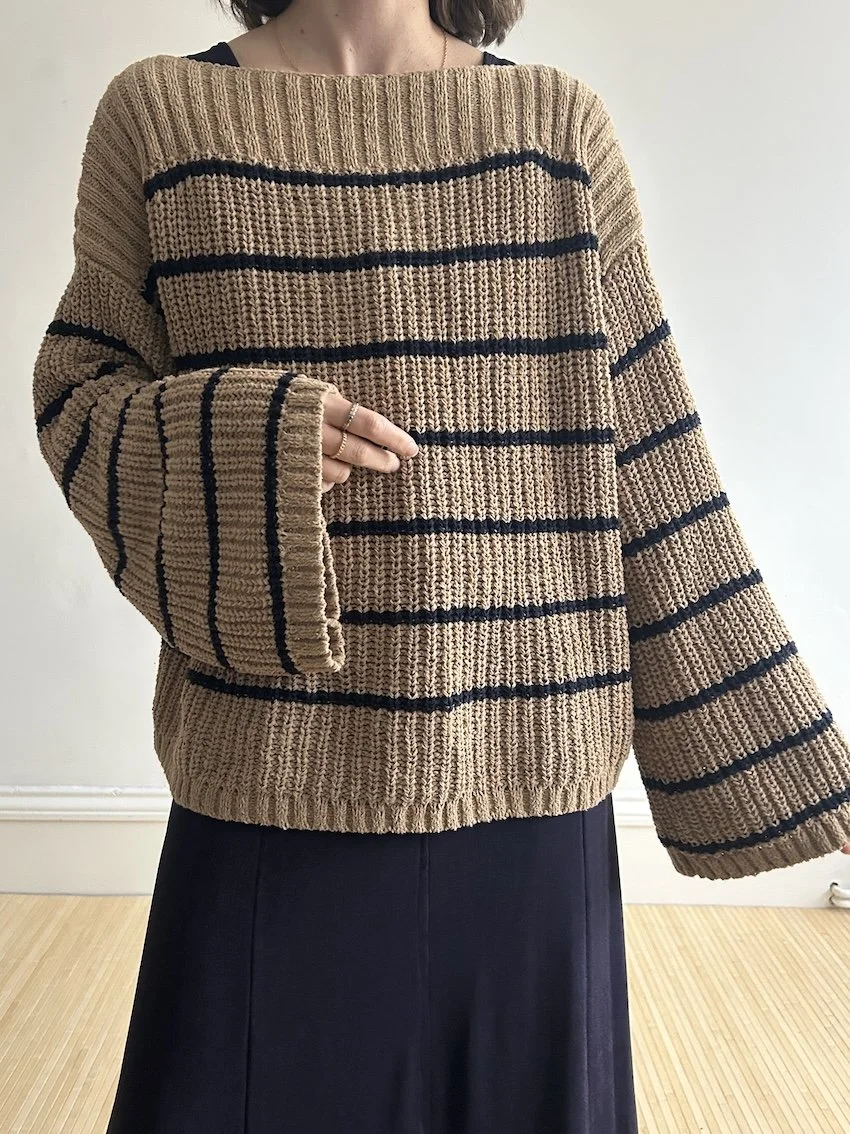Arket Brown Oversized Boxy Stripe Knit Size S