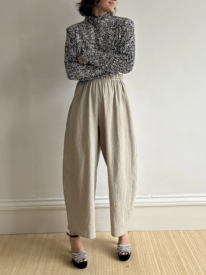 Zara Oatmeal Tapered Elasticated Trousers Size M