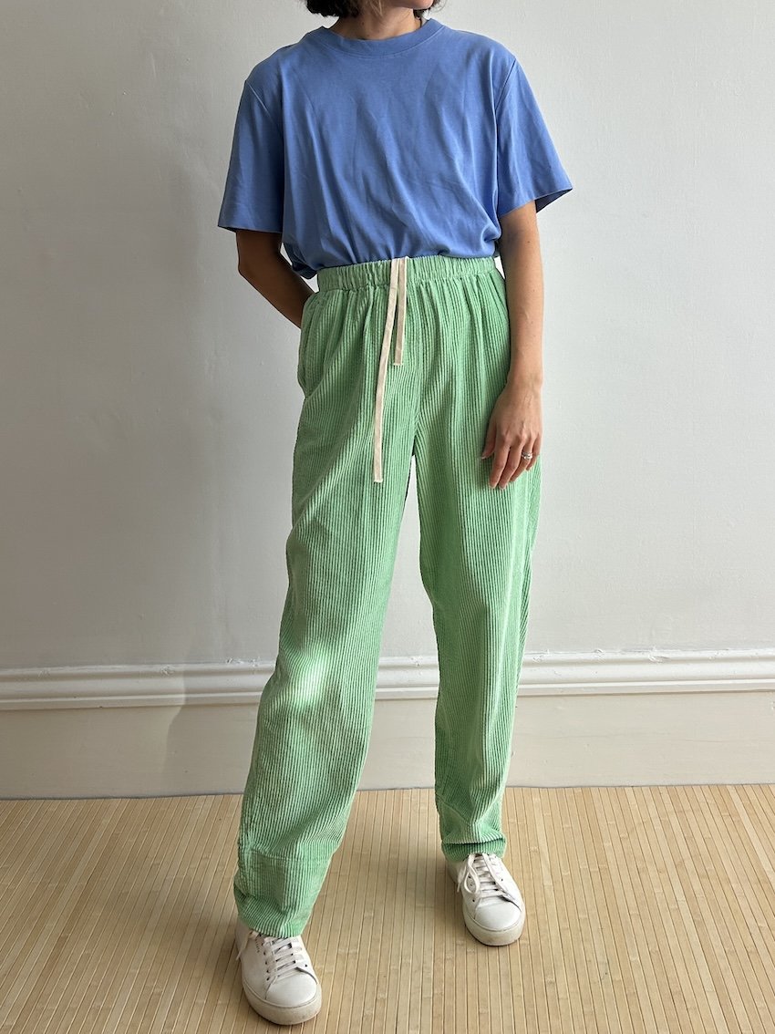 American Vintage Green Corduroy Straight Trousers Size 8-10