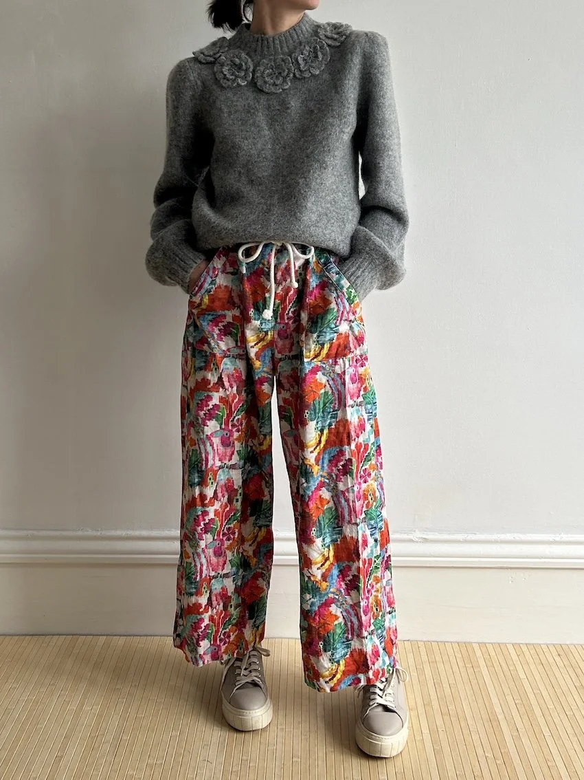 Sézane Batik Print Style Paper Bag Trousers Size 14