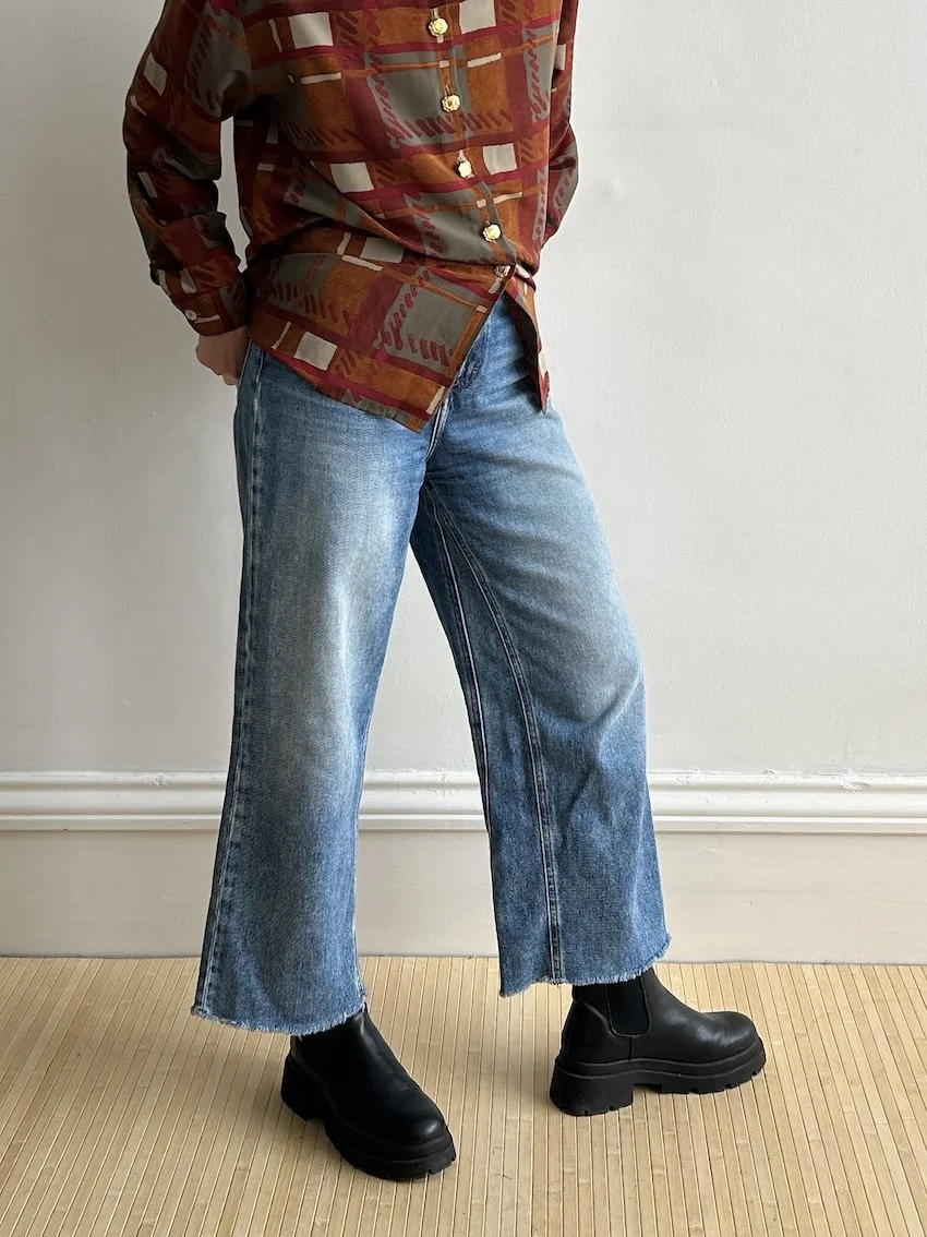 Frank And Oak High-Rise Cropped Wide Leg Jeans W27