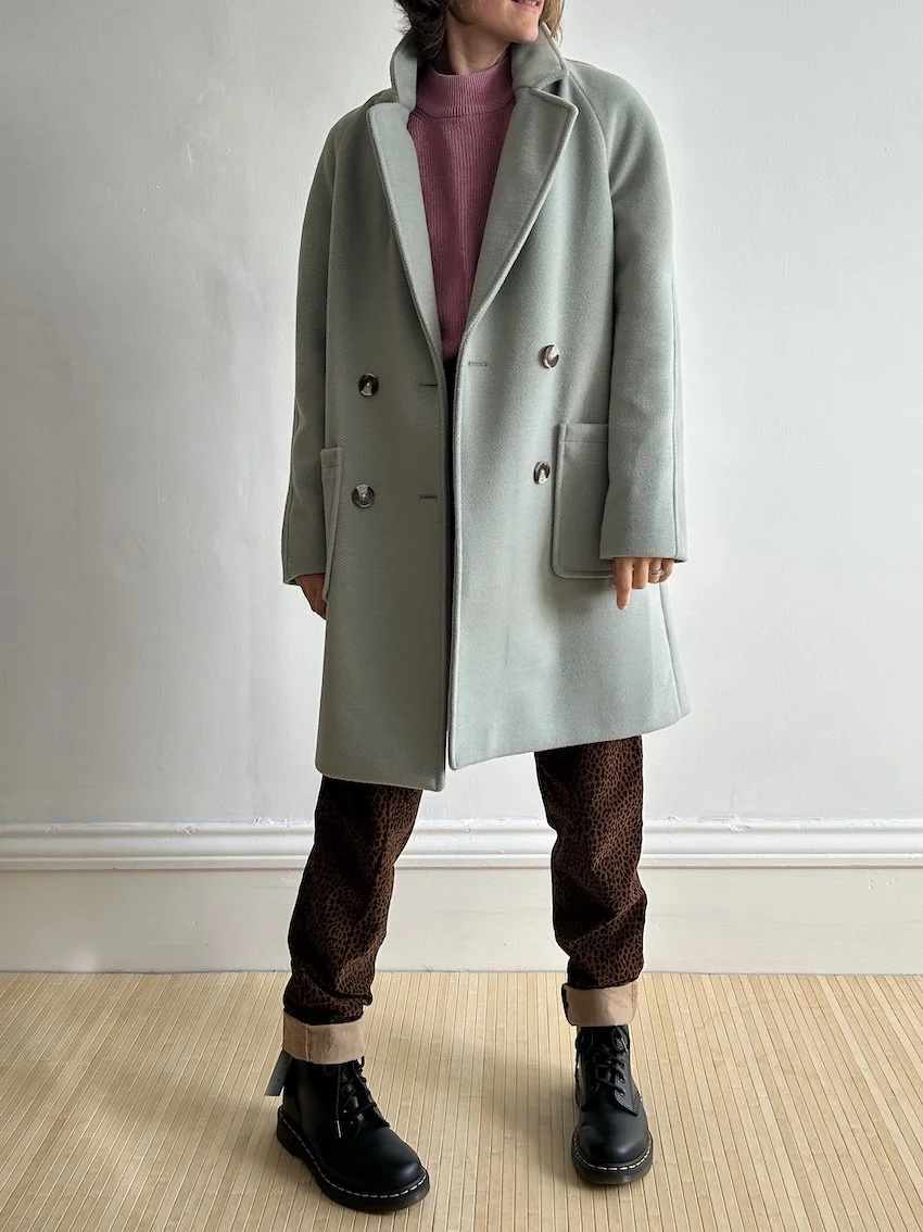 M&S Light Blue Double Breasted Coat Size 10