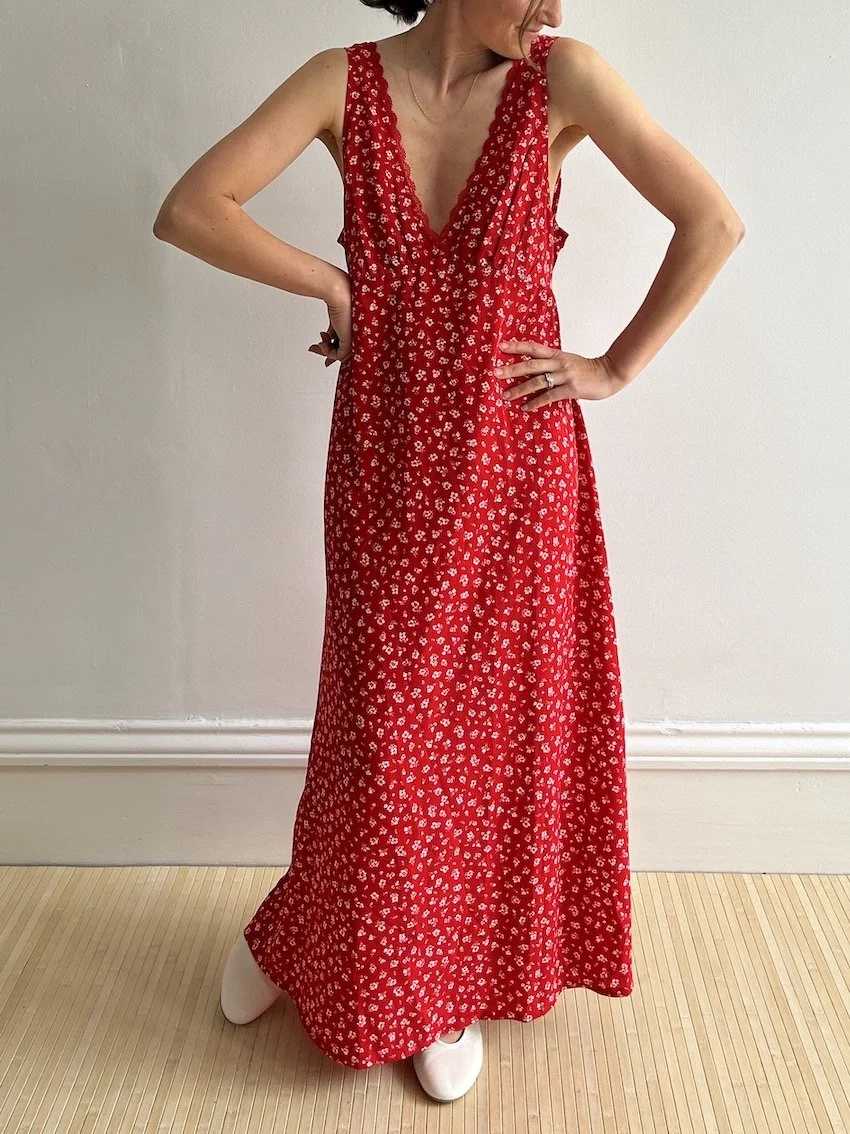 Monki Red Floral Maxi Dress Size L
