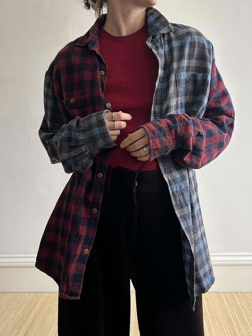 Second Stories Reworked Vintage Plaid Shirt Size XL