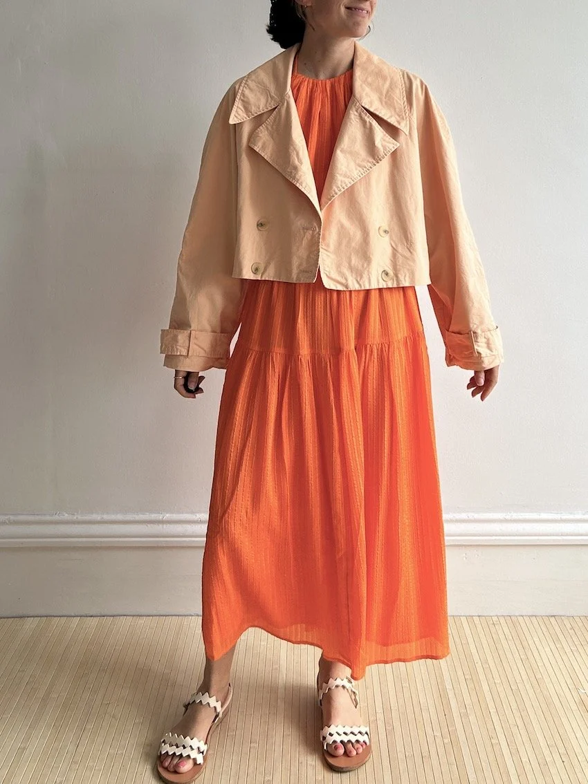 The Frankie Shop Peach Cropped Trench Jacket One Size