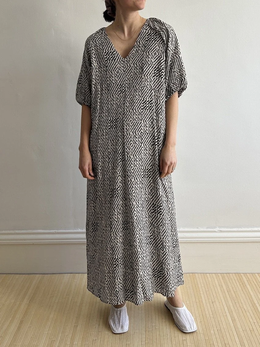 Part Two Black Graphic Check Midi Dress Size 10-12