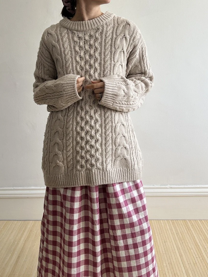 H&M Oversized Cream Cable Knit Jumper Size M