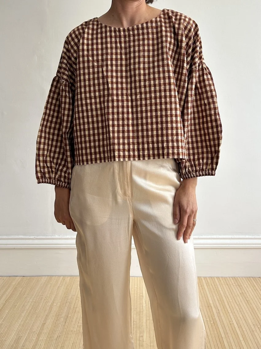 Beyond Nine Aisha Tan Seersucker Top Size L