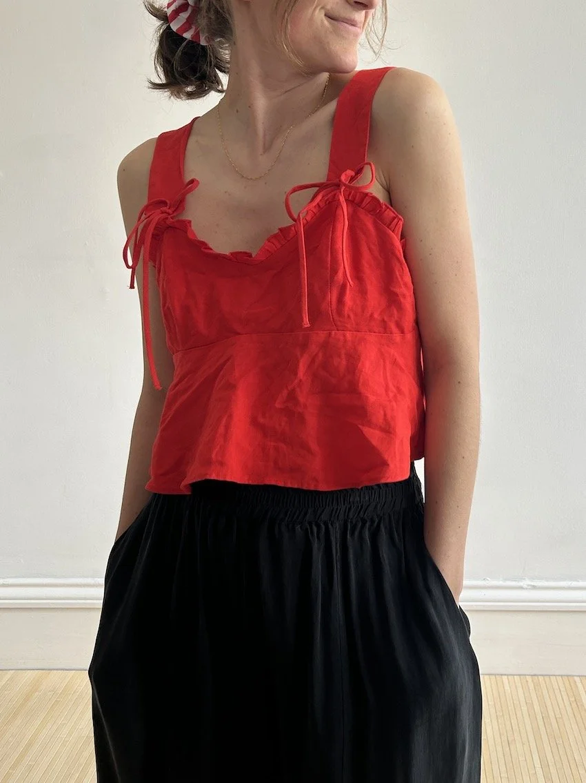 Zara Red Floaty Cropped Top Size M