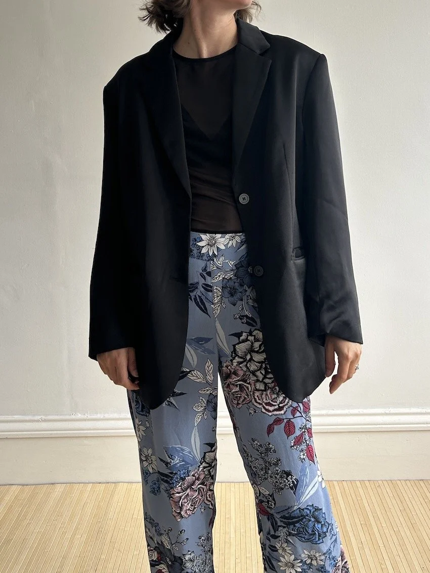 Monki Black Satin Oversized Blazer Size XS