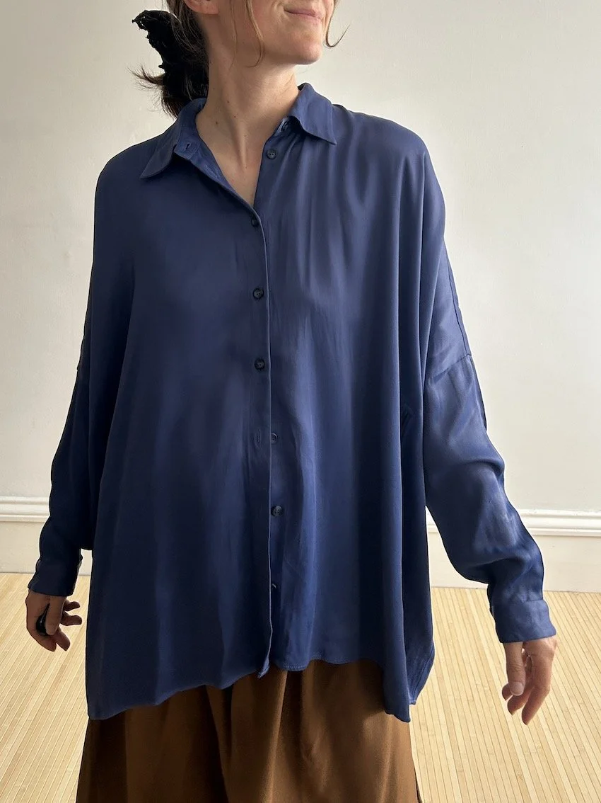 Maison Margiela Deep Blue Satin Shirt Size XL