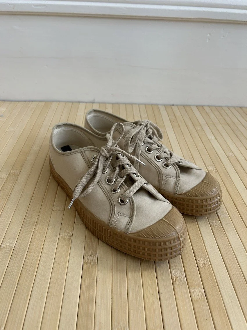 Novesta Beige Coated Canvas Trainers Size 5
