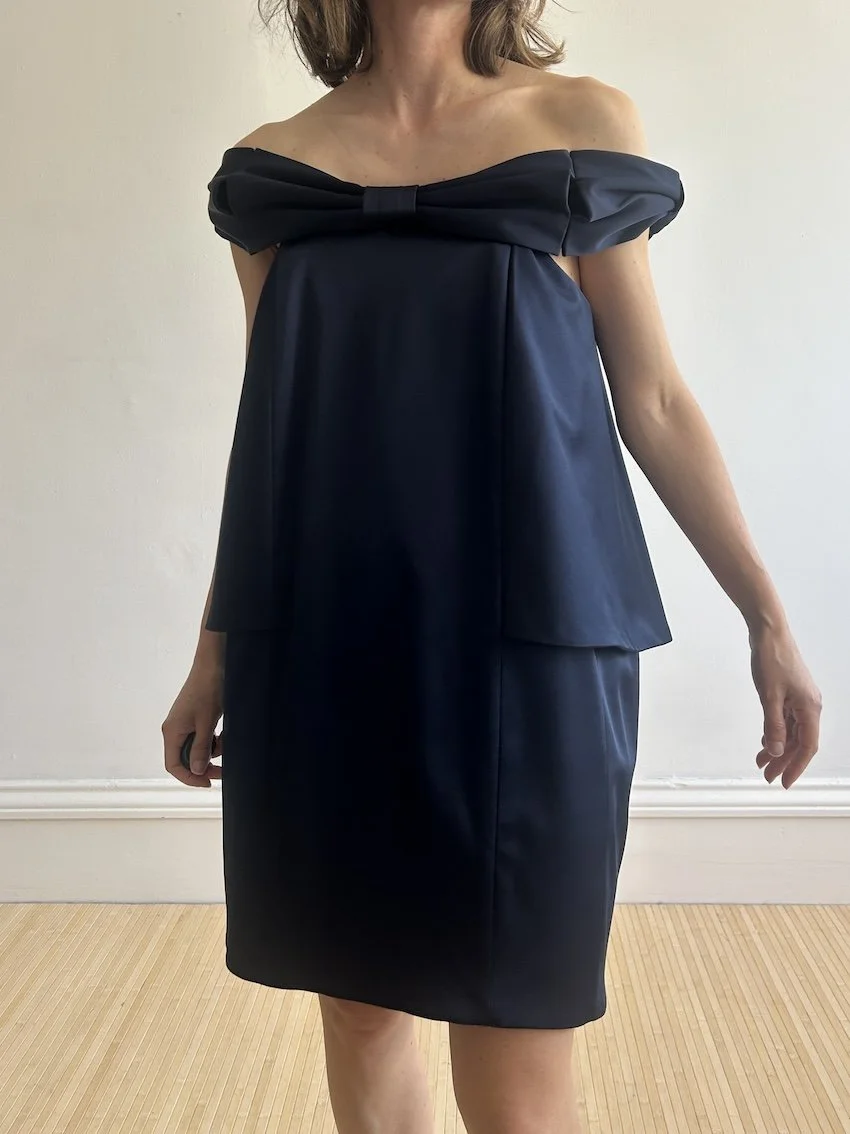 Mark By Mark Jacobs Navy Satin Bow Mini Dress Size S
