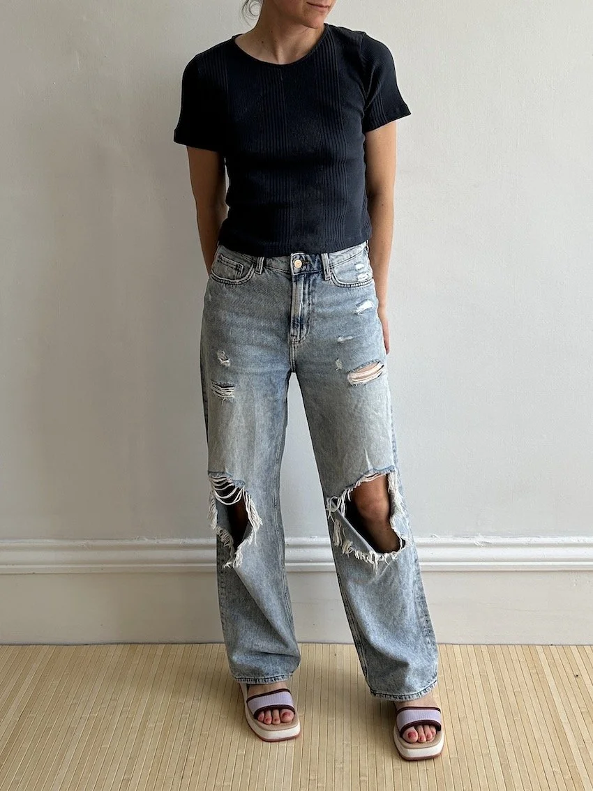 H&M High Waist Loose Straight Jeans Size 10 — Stae Store