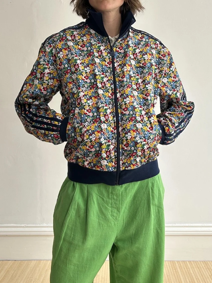 Adidas Originals X Liberty Floral Navy Bomber Jacket Size M