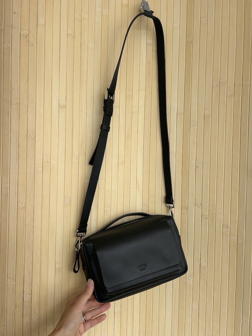 Neer London Black Leather Crossbody Bag