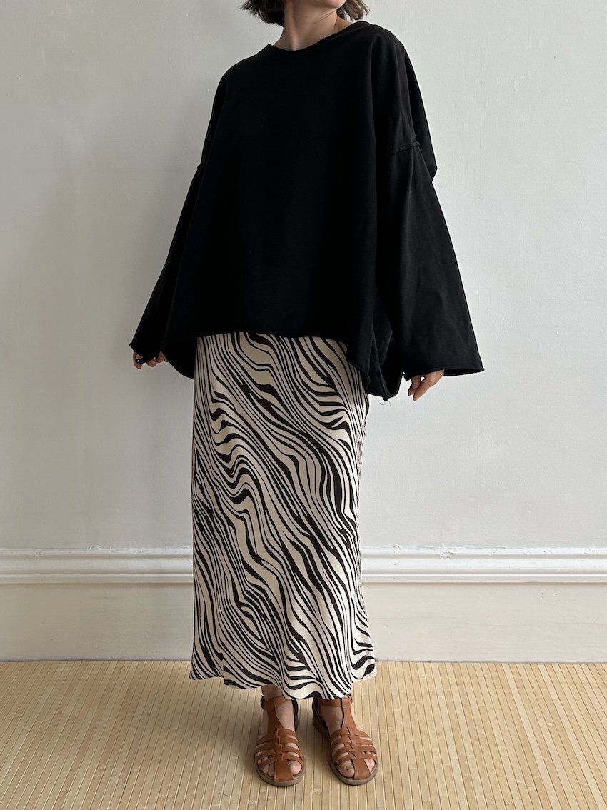 M&S Brown Zebra Print Midi Skirt Size 8