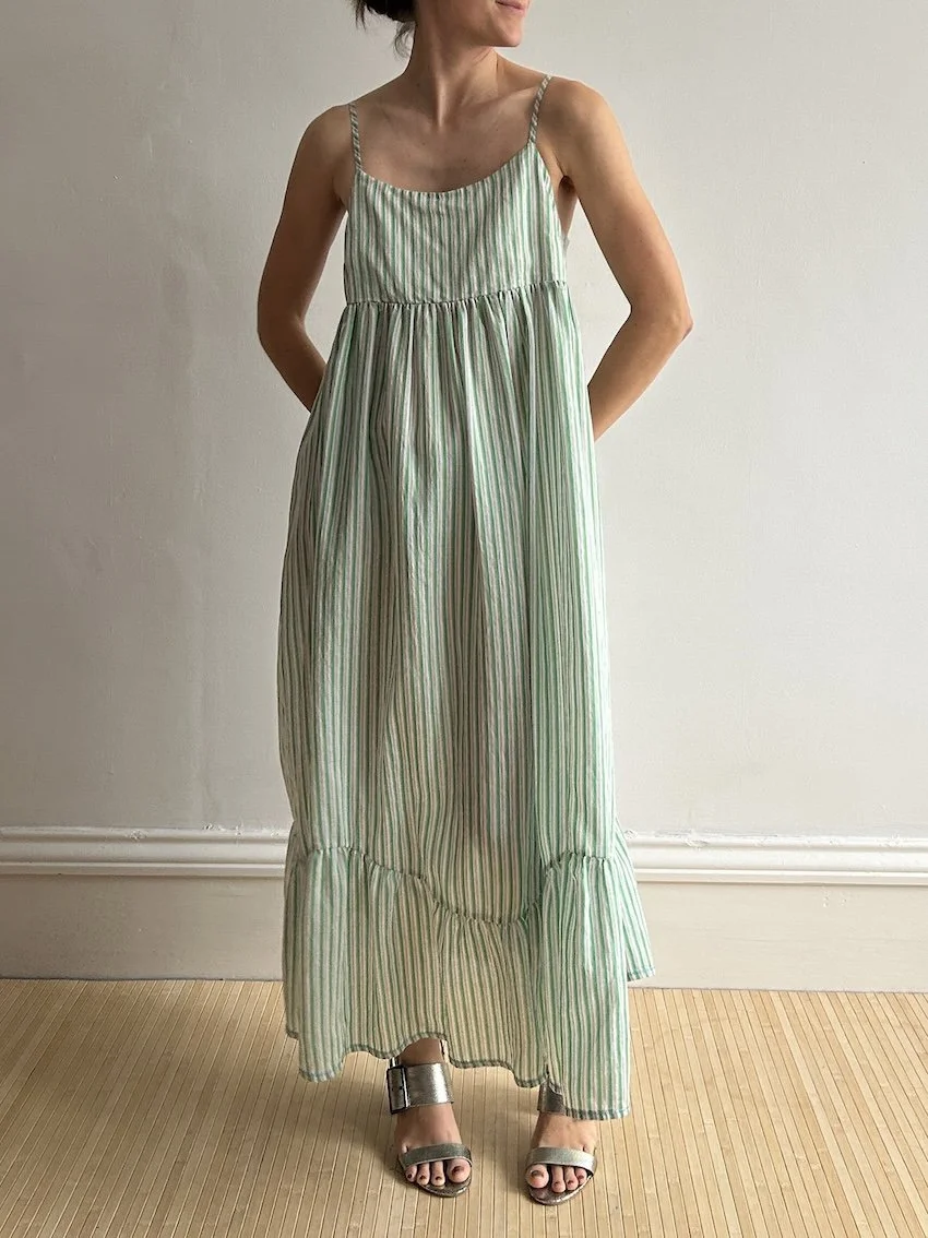 American Vintage Green Stripe Maxi Dress One Size