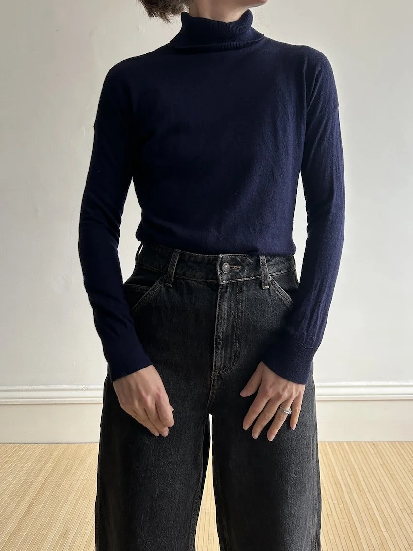 Baukjen Navy Wool Mix Roll Neck Jumper Size 10