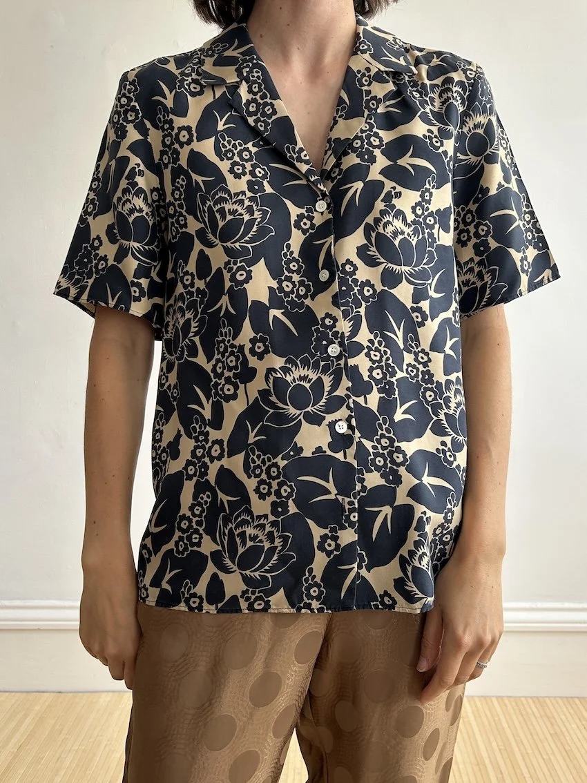 Arket Silk Brown Monochrome Shirt Size 8