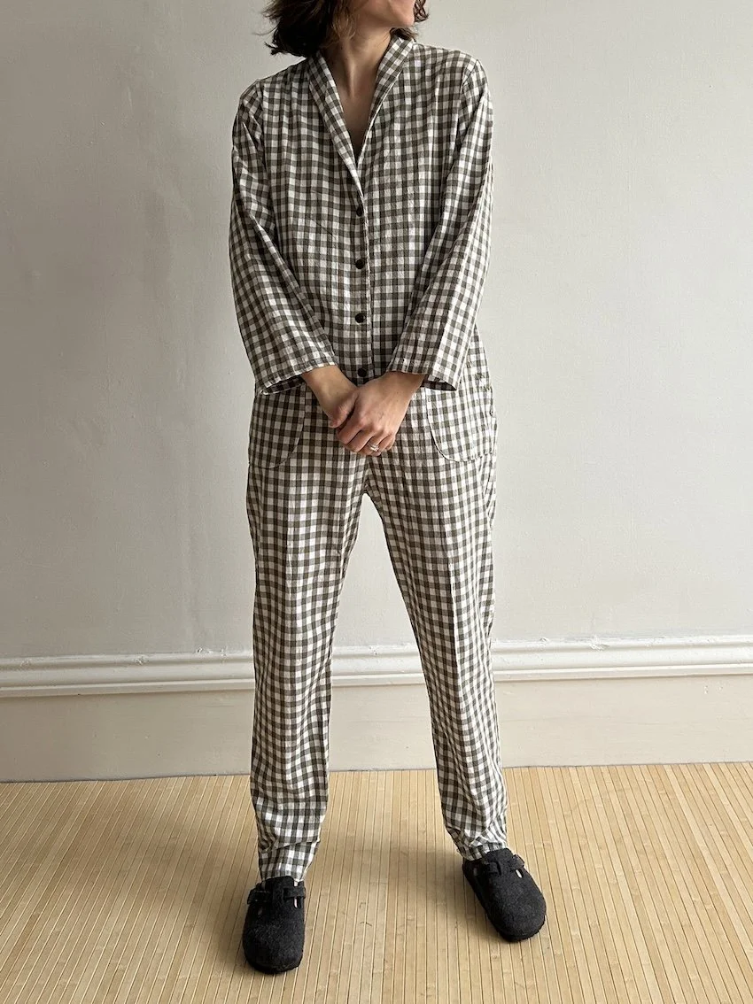 What Mother Made Green Gingham Jumpsuit Size M