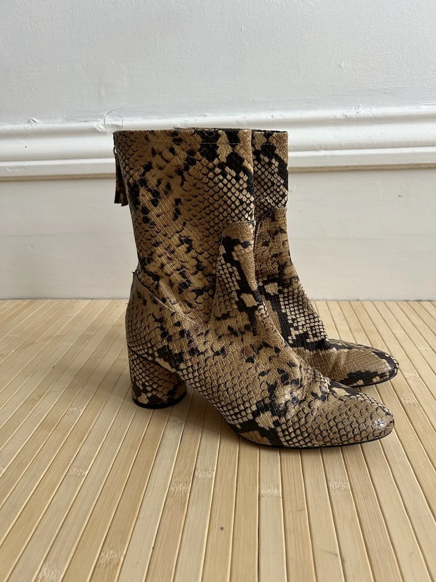 Zara Basic Leopard Print Boots Size 4