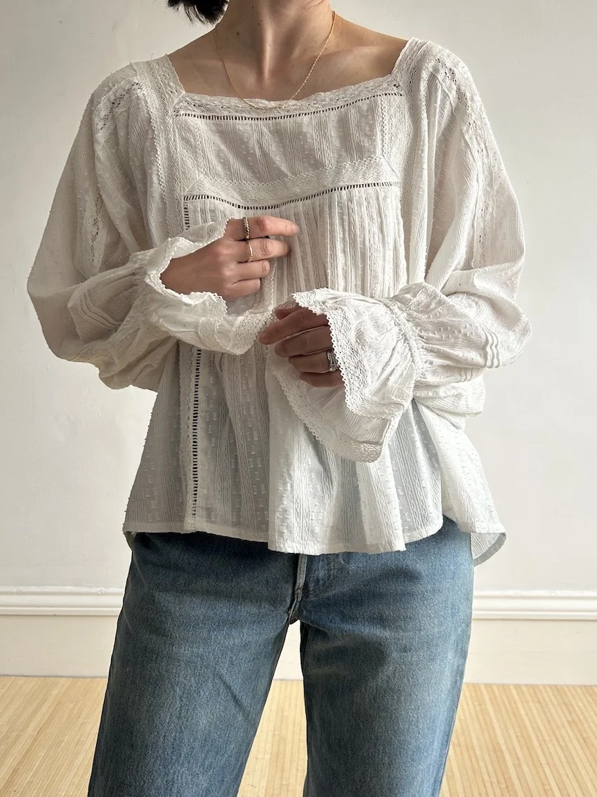 Louise Misha White Lace Blouse Size 12