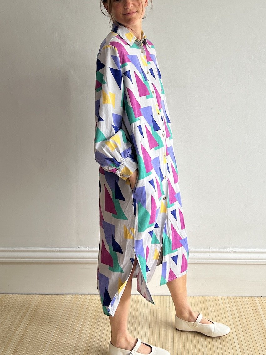 Bobo Choses Multicoloured Geometric Midi Shirt Dress Size M