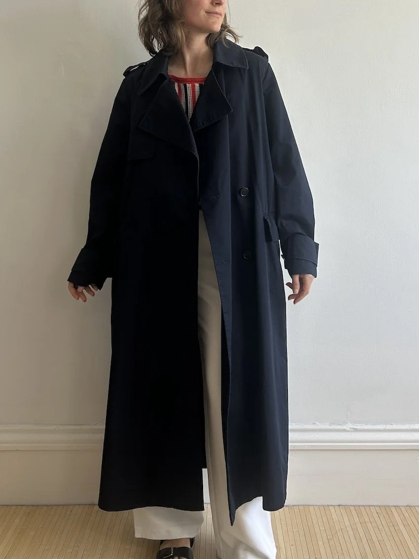 Cos Navy Cotton Trenchcoat Size 14