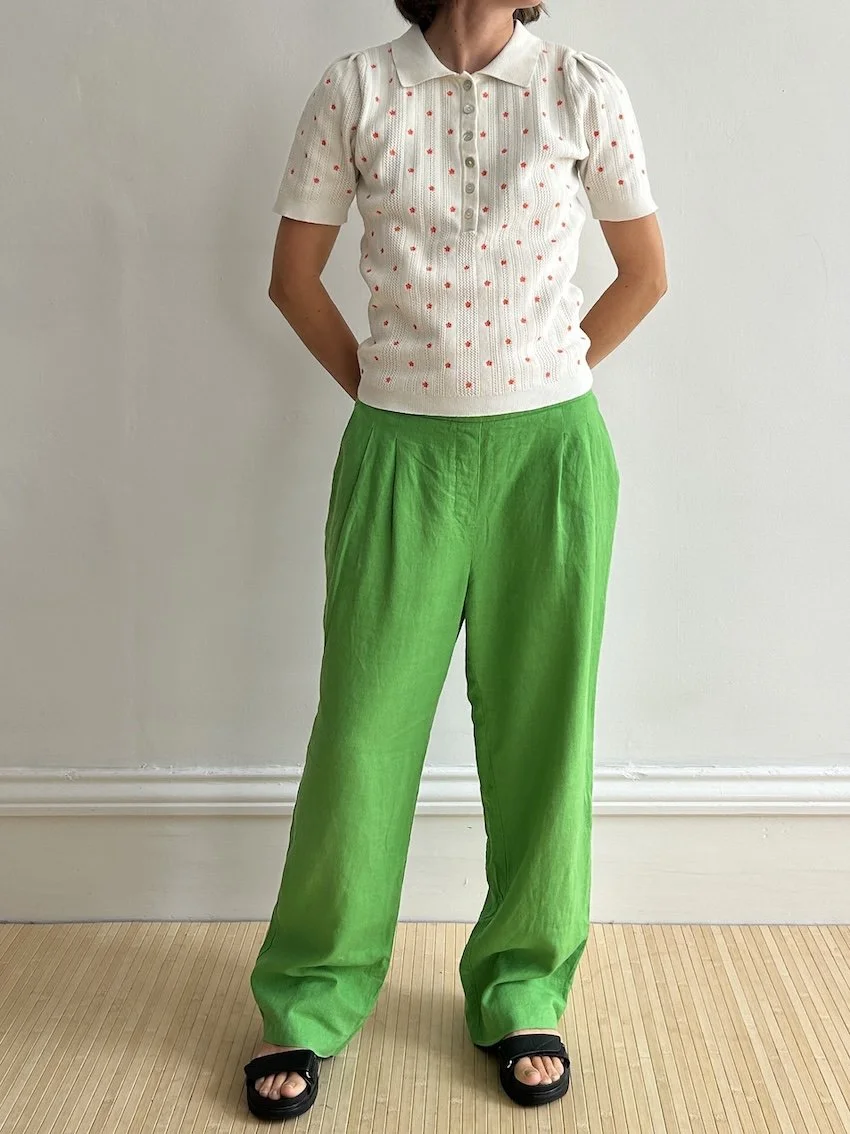 Et Vous Green Linen Trousers Size 12