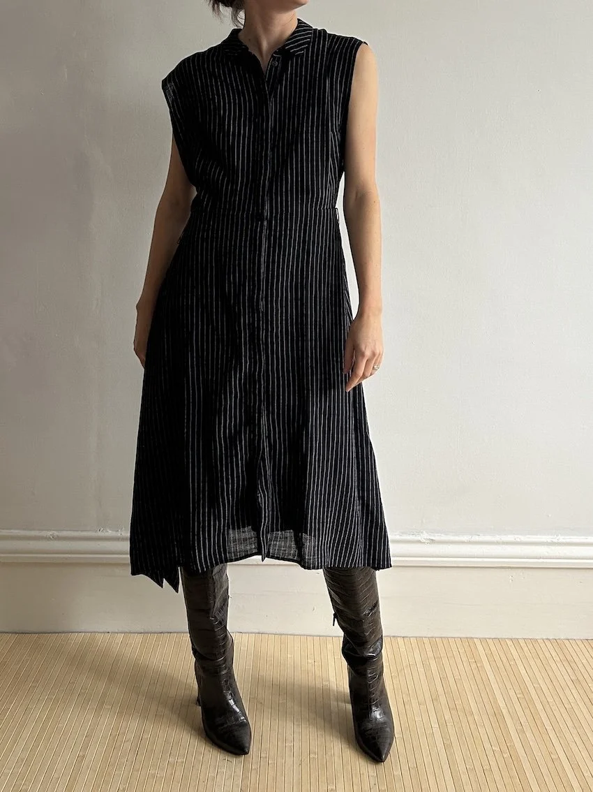 Cefinn Navy Stripe Midi Dress Size 10