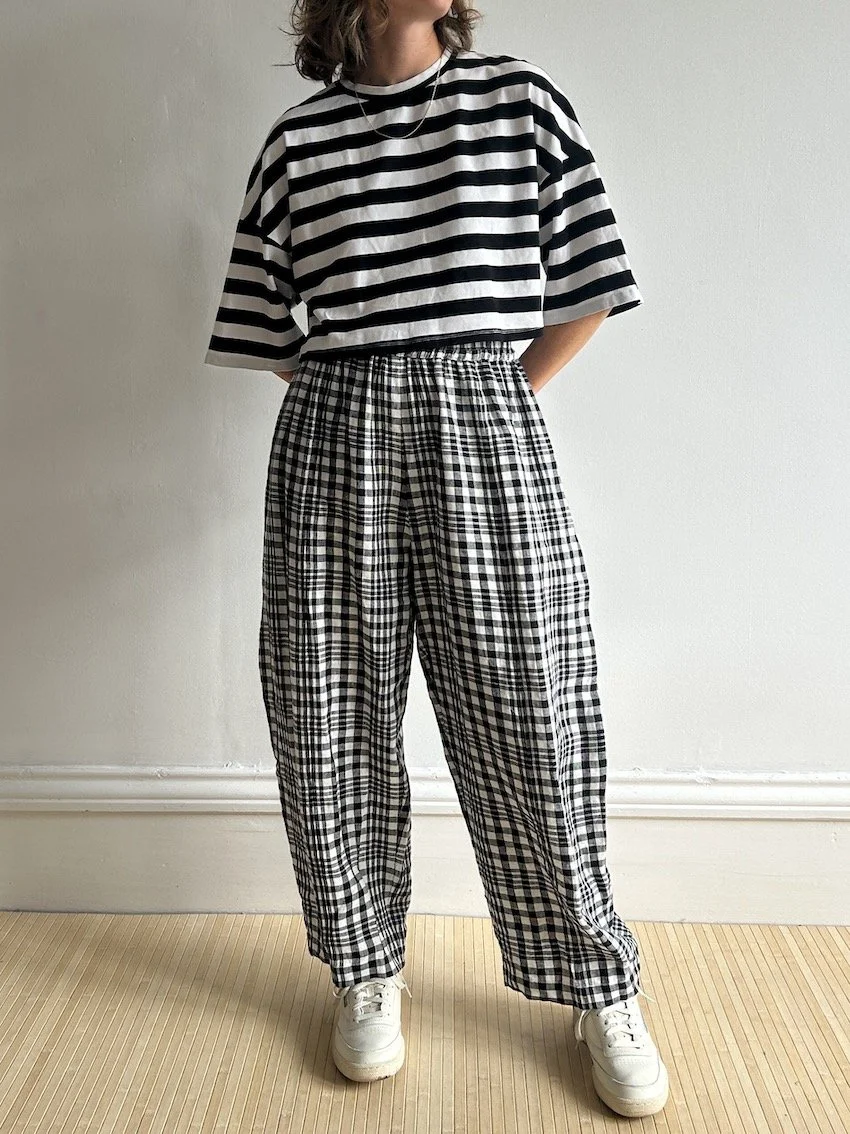 Beyond Nine Monochrome Gingham Mabel Trousers Size M