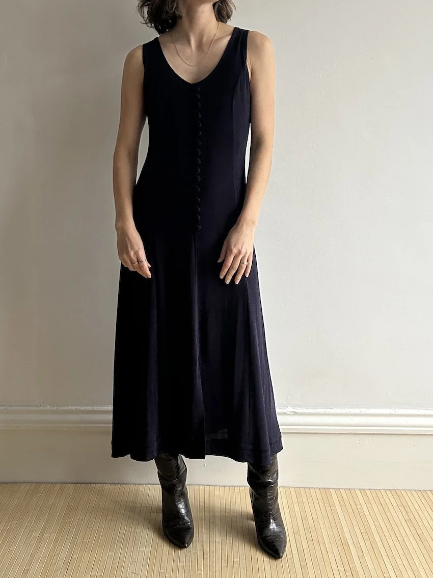 Vintage Plum Stretch Midi Dress Size M