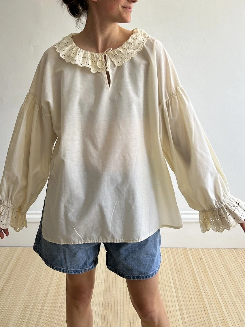 Vintage Cream Lace Blouse Size XL