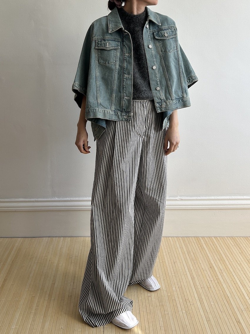 Sessùn Grey & White Stripe Trousers Size 14