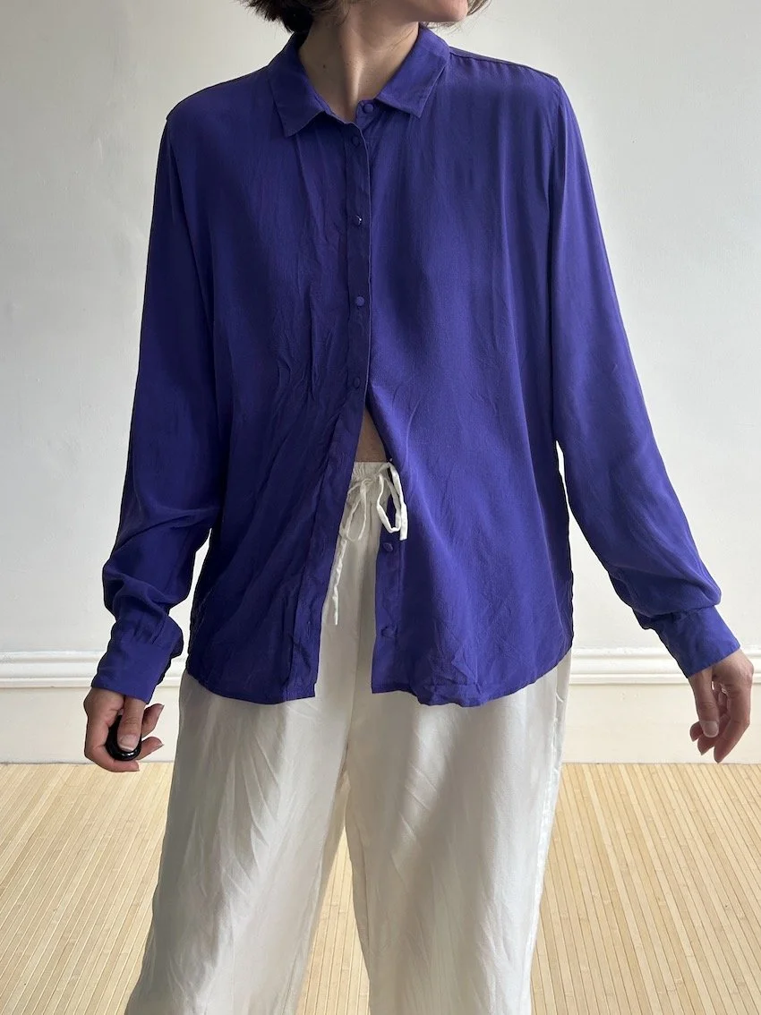 Sézane 100% Silk Purple Shirt Size 14
