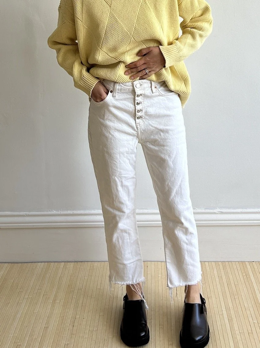 Topshop White Straight Cropped Jeans Size 12