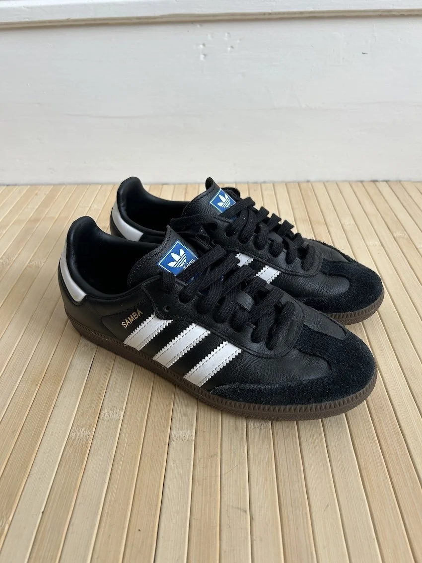 Adidas Black Leather Samba Trainers Size 4