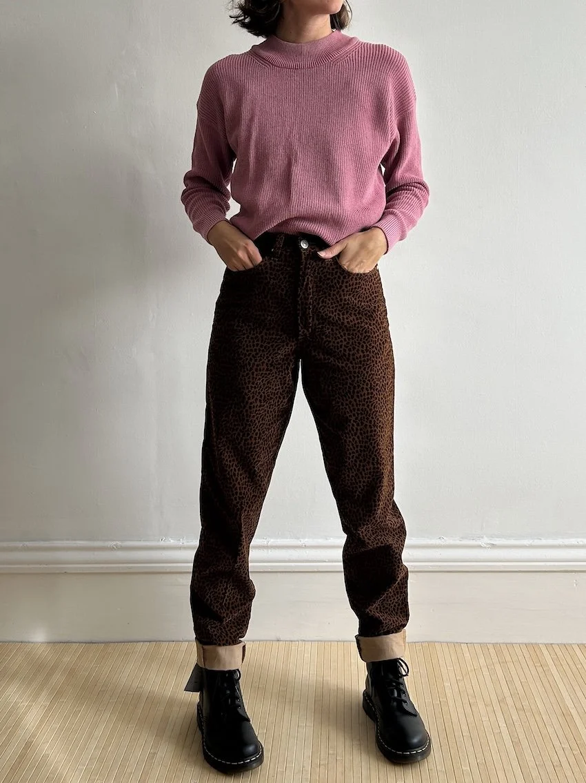 Boden Leopard Print Velvet Stretch Trousers Size 8