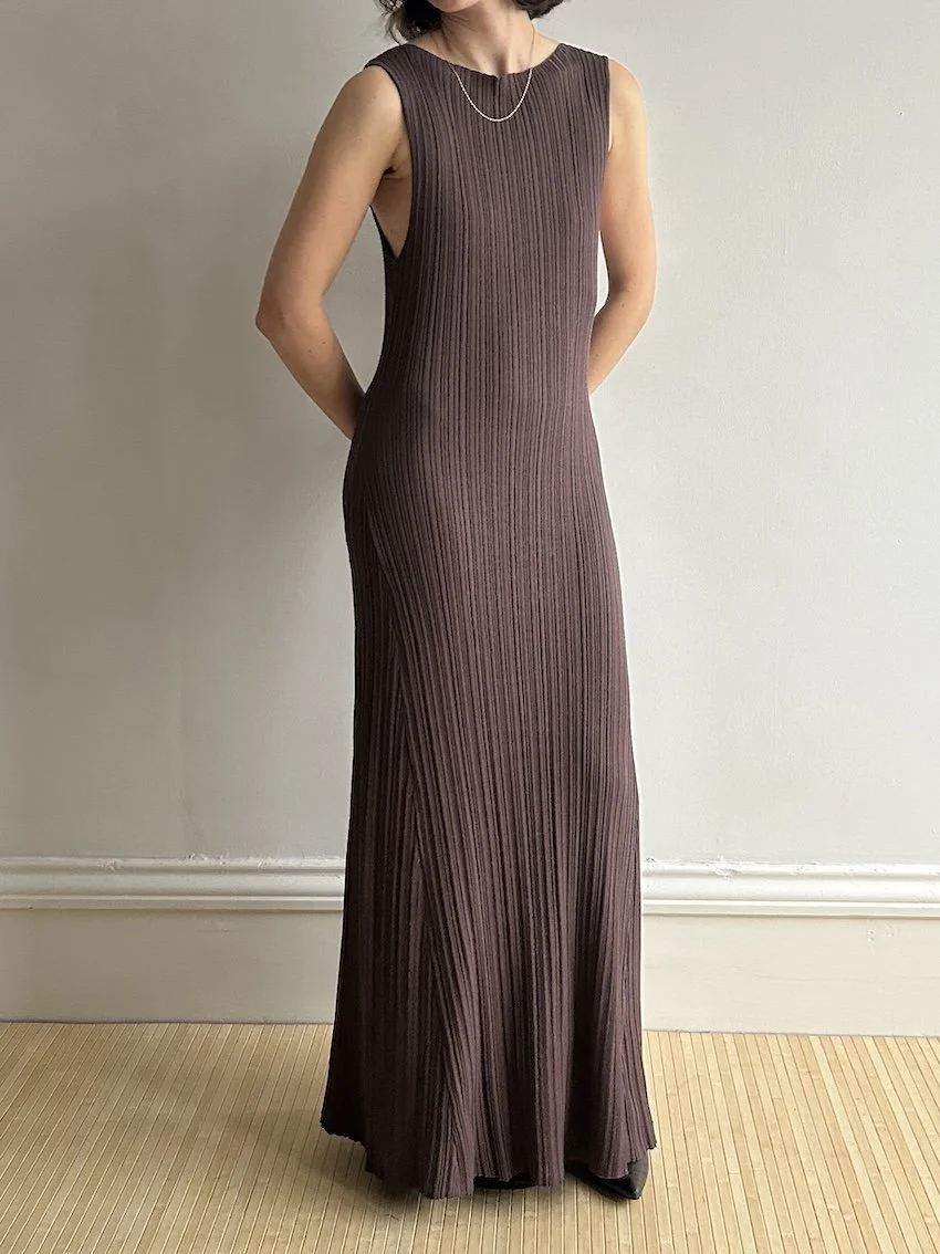 Dissh Brown Heavy Knit Maxi Dress Size L